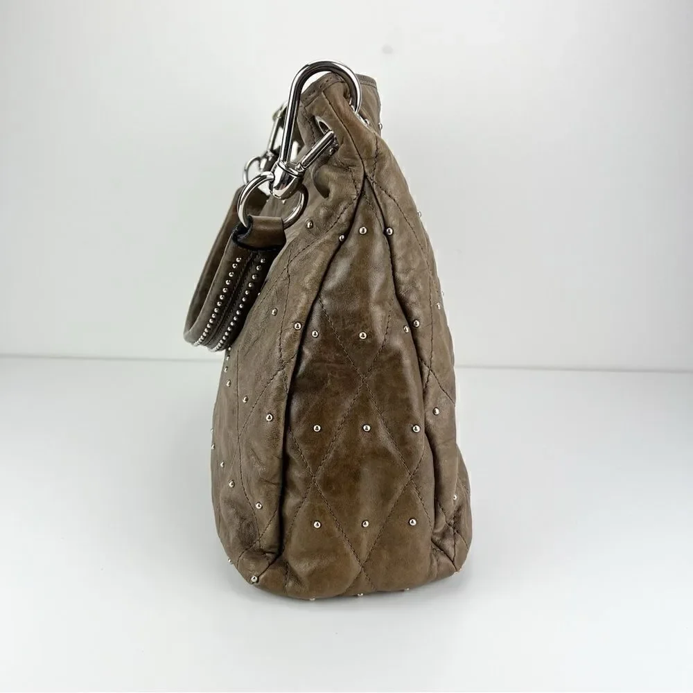ABRO Hobo Taupe Leather Handbag Made in Italy
